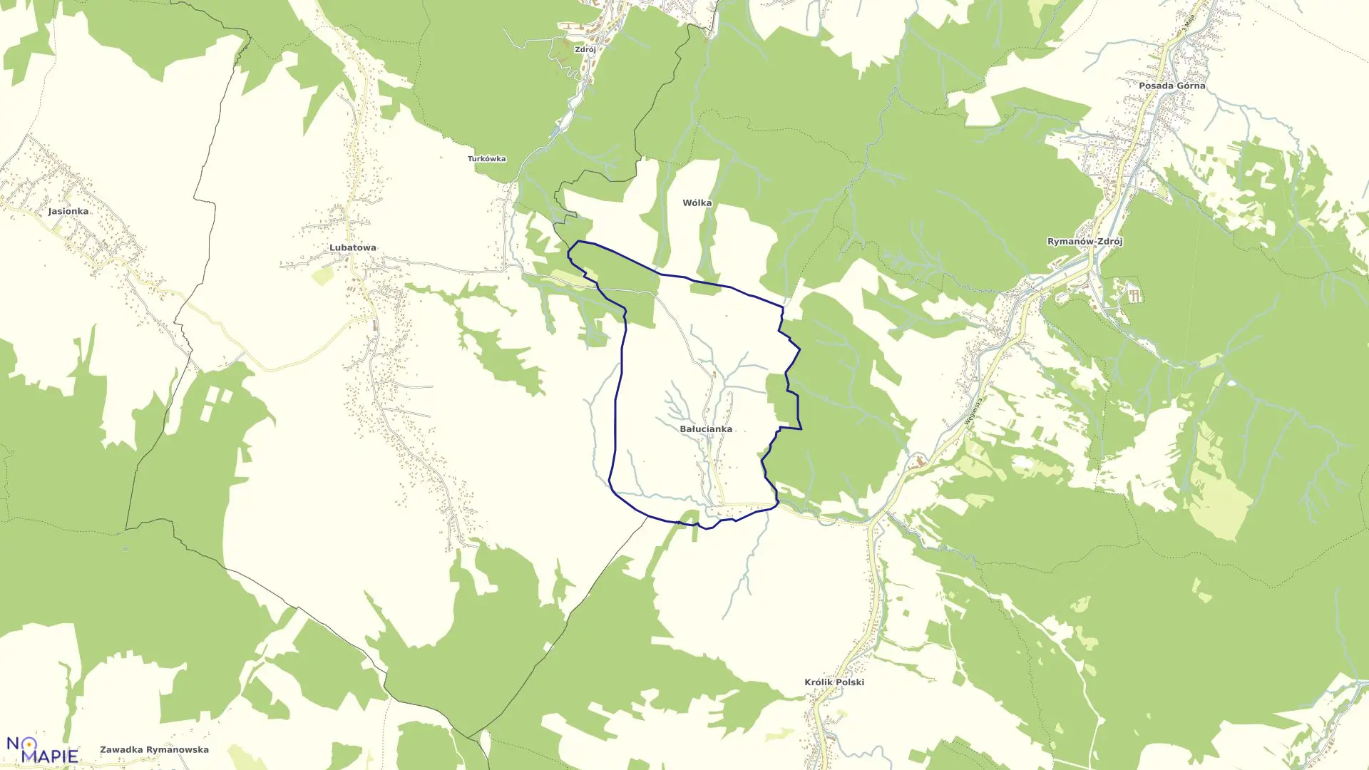 Mapa obrębu Bałucianka w gminie Rymanów