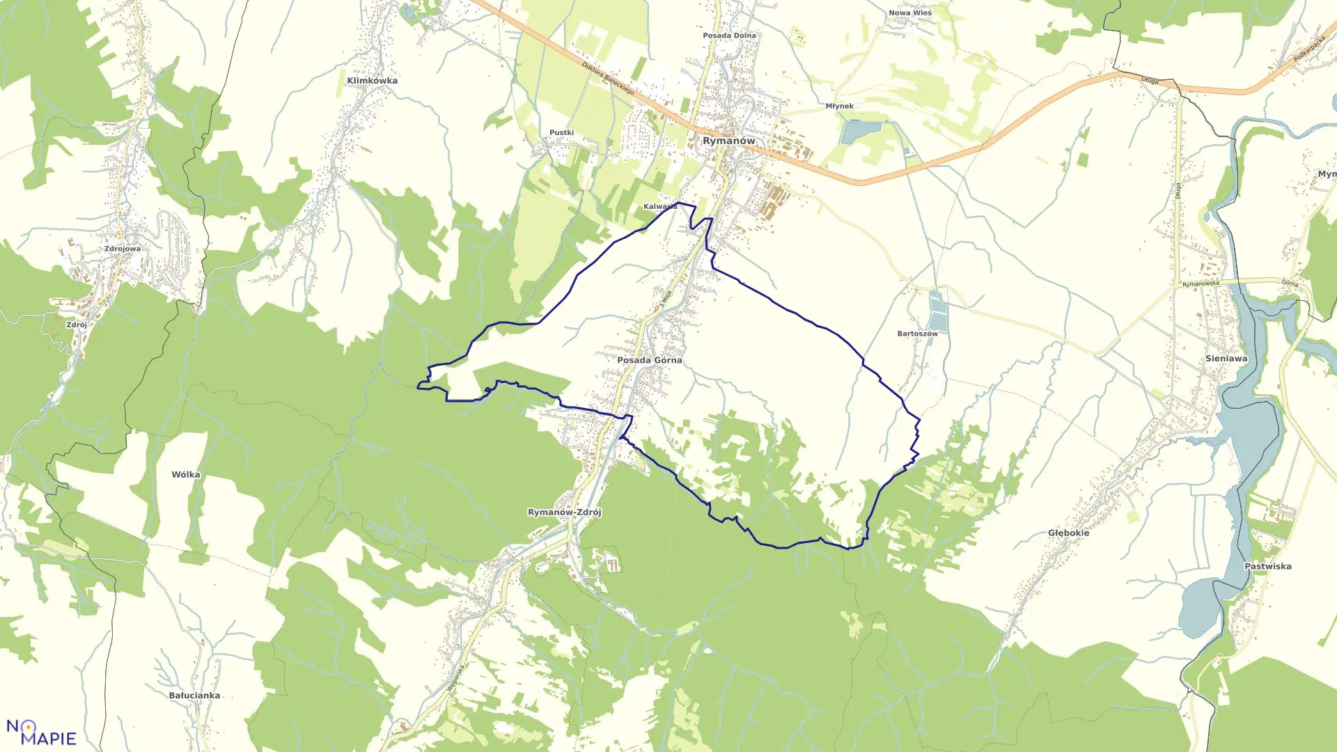 Mapa obrębu Posada Górna w gminie Rymanów