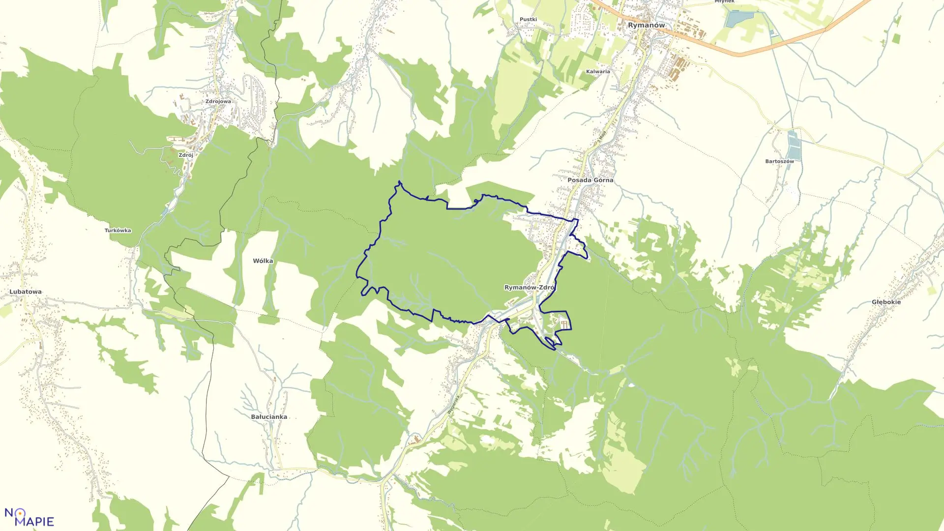 Mapa obrębu Rymanów Zdrój w gminie Rymanów