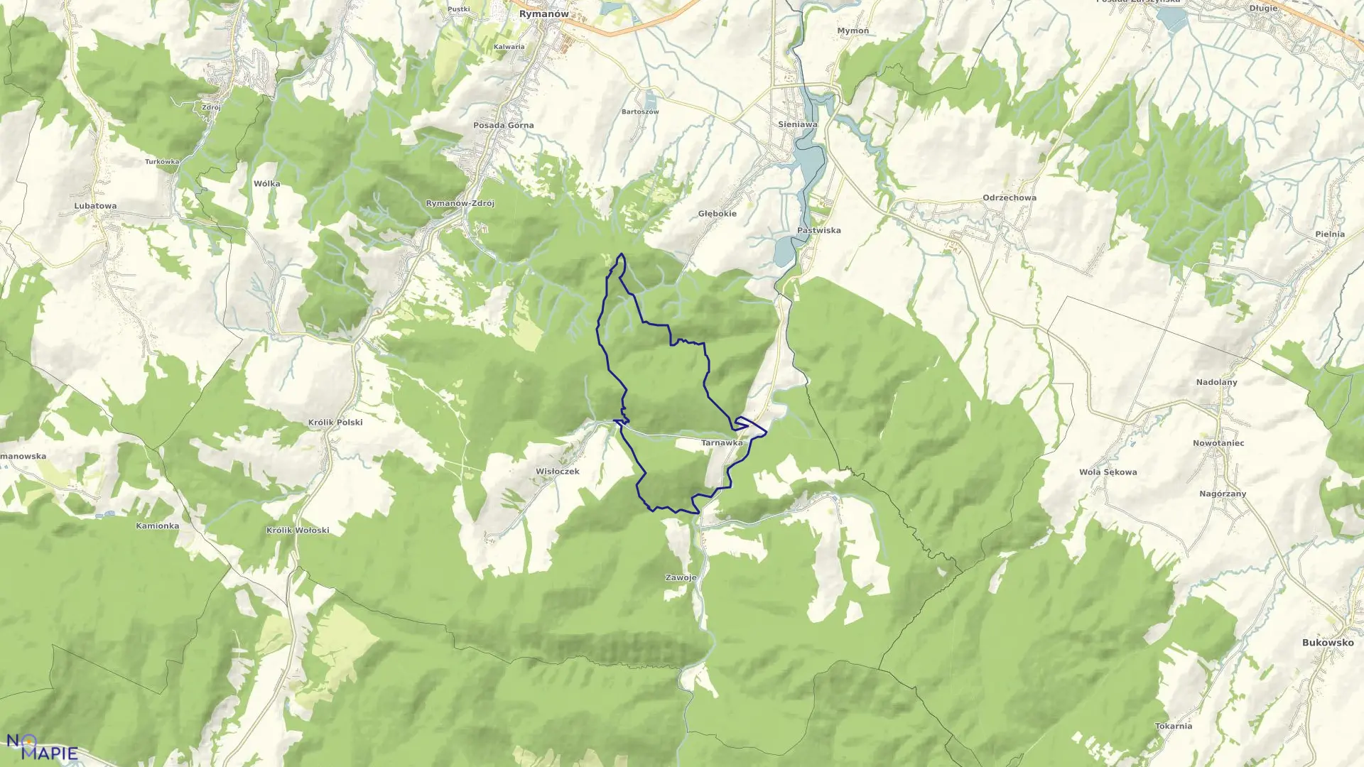 Mapa obrębu Tarnawka w gminie Rymanów